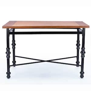 Broxburn Light Brown Wood and Metal Dining Table