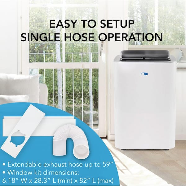 10,000 (DOE) BTU Portable Air Conditioner Cools 500 sq. ft. with Dehumidifier, Remote, and Filter in White