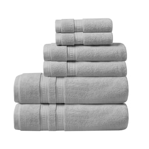 Plume 6-Piece Grey Cotton Bath Towel Set Feather Touch Antimicrobial 100%