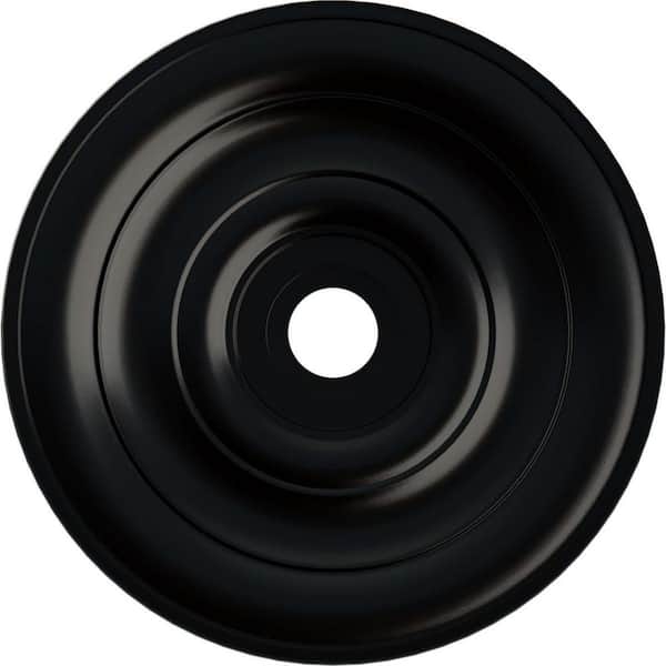 Ekena Millwork 1-1/2" x 26-1/2" x 26-1/2" Polyurethane Jefferson Ceiling Medallion, Hand-Painted Jet Black