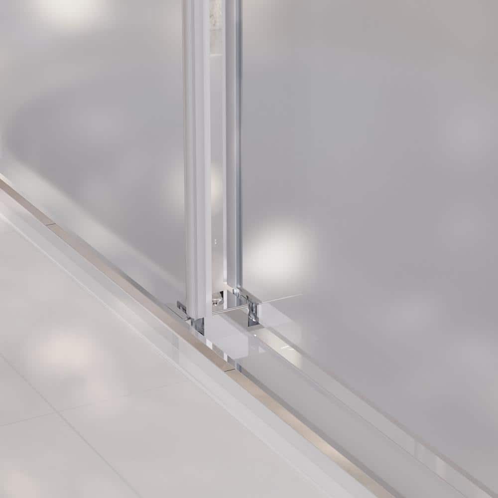 Chrome Double Sliding Frameless Bathtub Shower Door with Frosted Glass