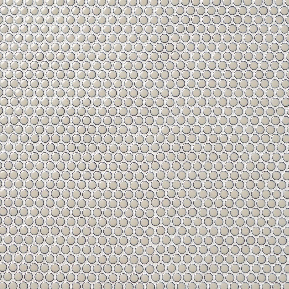 Wheat Grass Polished Ceramic Penny Round Mosaic Tile