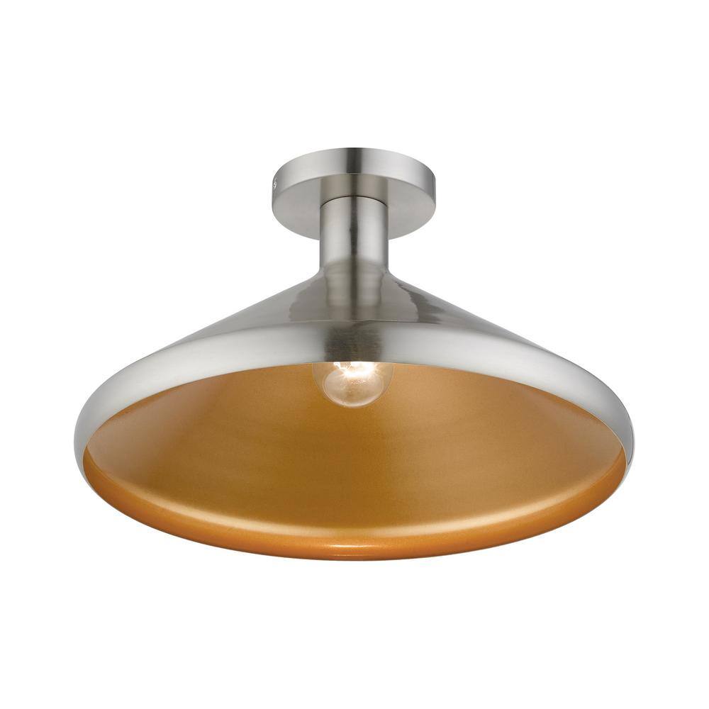 Geneva Brushed Nickel 1-Light Indoor/Outdoor Semi-Flush Mount