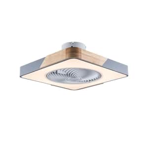 22 in. Modern Integrated LED Indoor Square Grey Flush Mount Invisible Acrylic Blades Ceiling Fan with Light