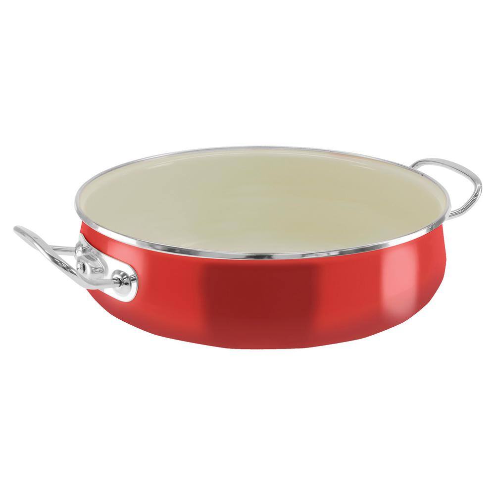 Vita 5 qt Red Enamel-on-Steel Nonstick Covered Casserole
