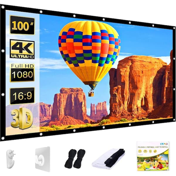 Florascent Outdoor Projector Screen With Stand, 100 Inch Portable Foldable 4K HD Movie Screen With Carry Bag For Home Backyard Night,16:9 - View #6