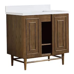 36 in. W x 22 in. D x 35.50 in. H Single Sink Bath Vanity in Wood with White Marble Top