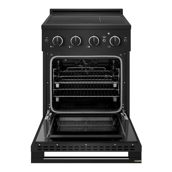 24 in. 3.2 cu. ft. Marino Induction Range with 3 Element Cooktop and Electric Convection Oven in Black Stainless Steel