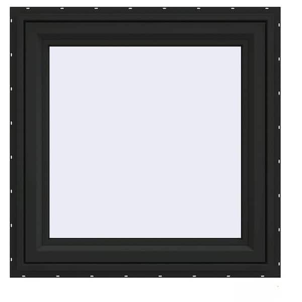 JELD-WEN 30 in. x 30 in. V-4500 Series Bronze FiniShield Vinyl Right-Handed Casement Window with Fiberglass Mesh Screen