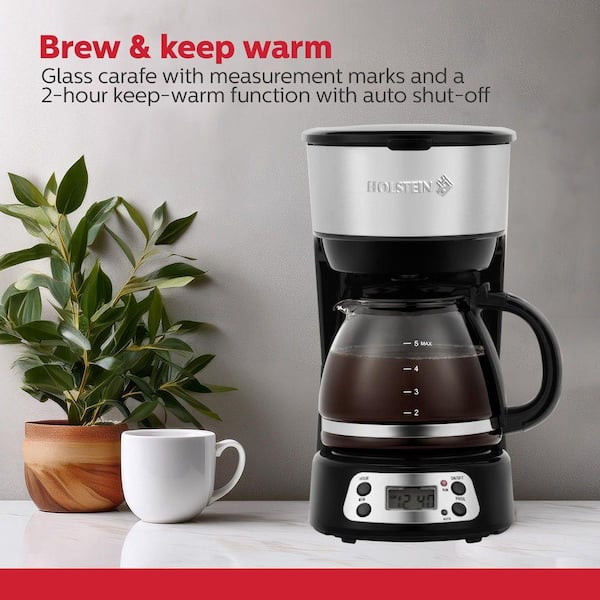HOLSTEIN HOUSEWARES Everyday 5- Cup Programmable Black Drip Coffee Maker  with Glass Carafe HH-09101042B - The Home Depot
