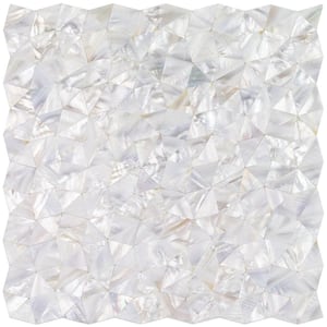 Lokahi White Troika Pearl Shell 3 in. x 6 in. Mosaic Tile Sample