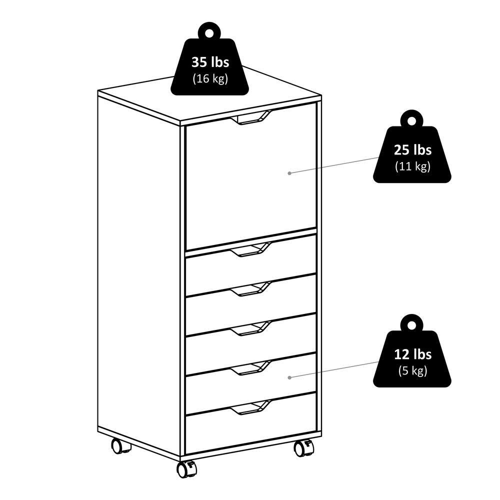 Winsome Halifax 5-Drawer White Composite Wood Cabinet with Casters