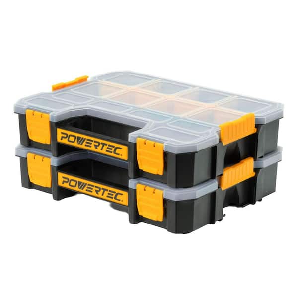 12 5/8 in. W Small Parts Organizer and Tool Box, 14 Compartments, Stackable Storage (2-Pack)
