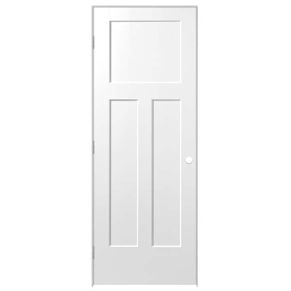 Masonite 28 in. x 80 in. Winslow 3-Panel Right-Handed Hollow-Core Primed Composite Single Prehung Interior Door