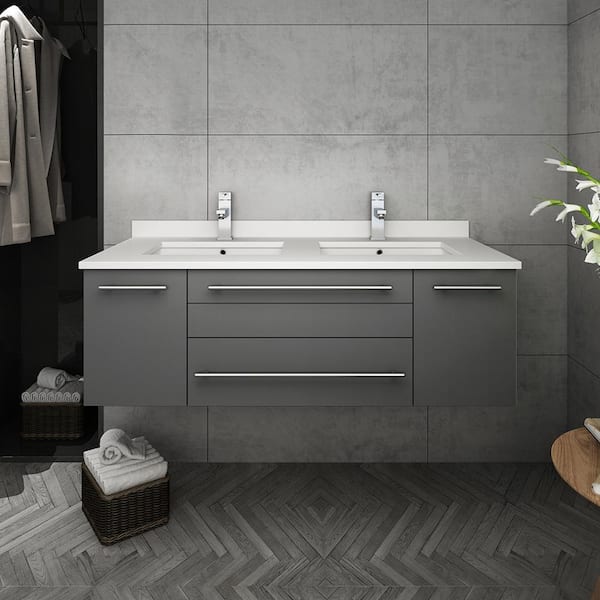 Fresca Lucera 48 In W Wall Hung Bath, Double Vanity Sinks For Bathrooms