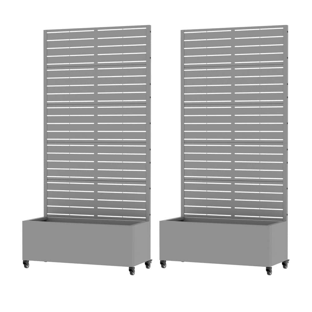 72 in. L x 35 in. W x 16 in. H Rectangular Planter with Louvered Trellis, Gray Metal, Outdoor (2-Pack) price history on PriceWatchPro