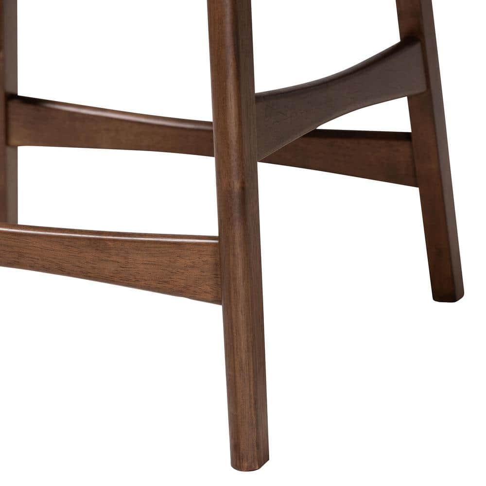 24" Modern Walnut Wood Counter Stool with Black Faux Leather