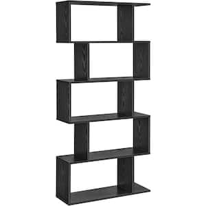 27.6 in. W x 9.4 in. D Ebony Black 5-Tier Bookcase Decorative Wall Shelf