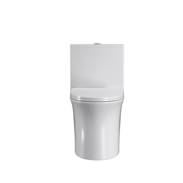 cadeninc 1-Piece 1.1/1.6 GPF Dual Flush Elongated Toilet in White, Seat Included