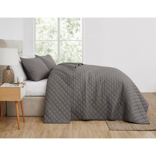 CANNON Solid Oversized Percale Cotton Grey Full/Queen Piece