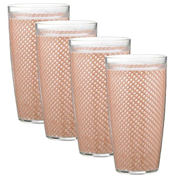 Kraftware Fishnet 24 oz. Taupe Insulated Drinkware (Set of 4)