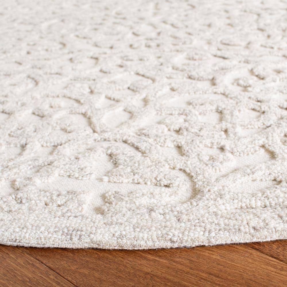 Camel and Ivory 6' Round Hand-Tufted Wool Area Rug