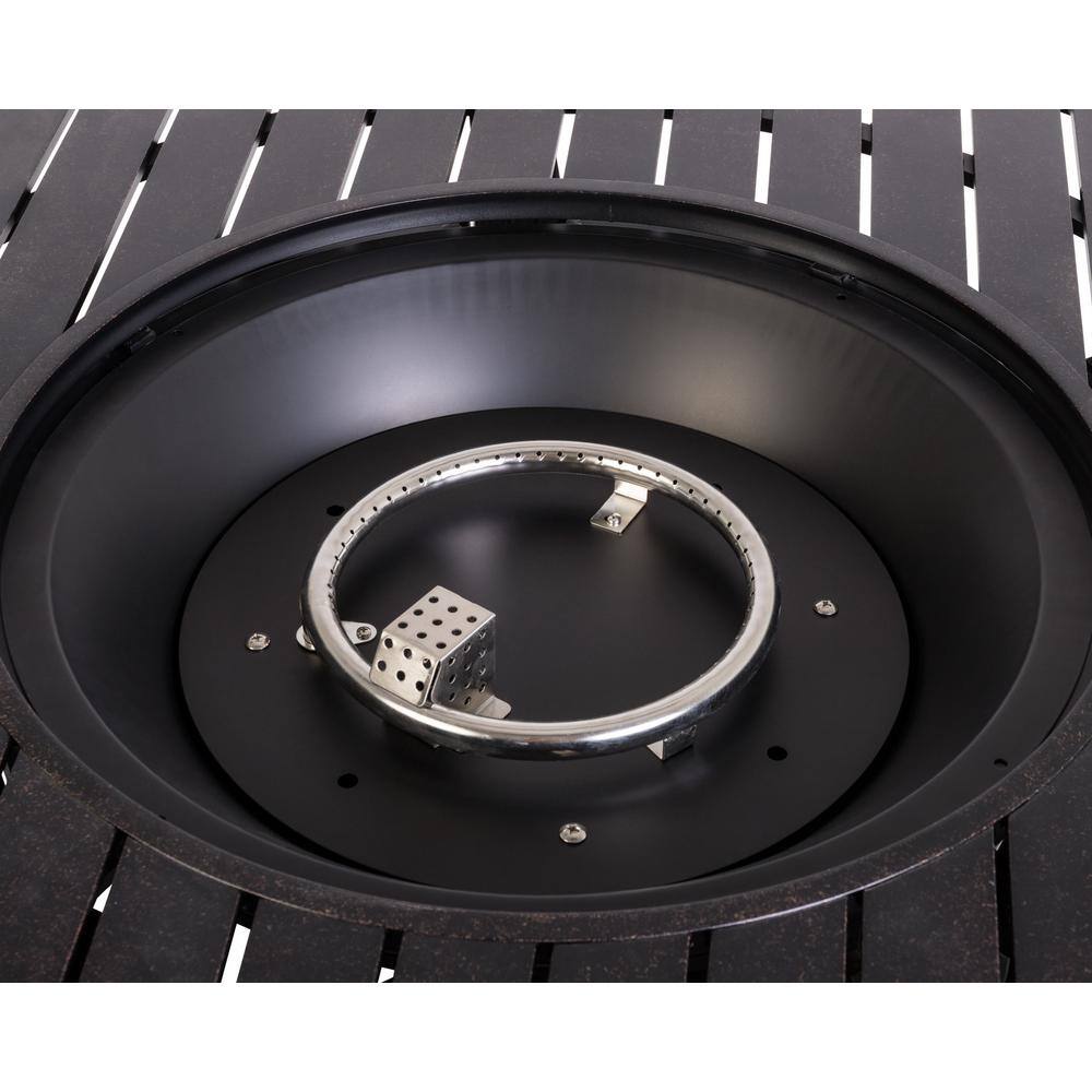 Round Bronze Aluminum Gas Fire Pit Table with Fire Bowl Lid