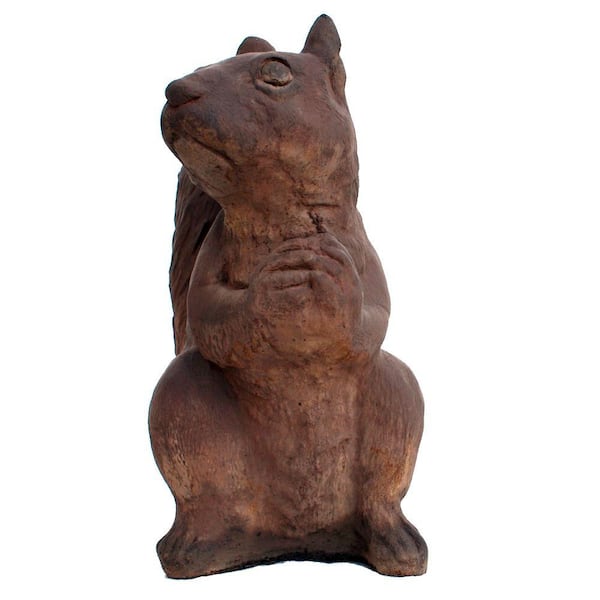 Unbranded Cast Stone Sitting Squirrel Garden Statue - Dark Walnut