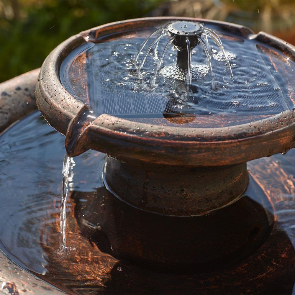 Chatsworth Bronze Solar Powered 2-Tier Outdoor Fountain