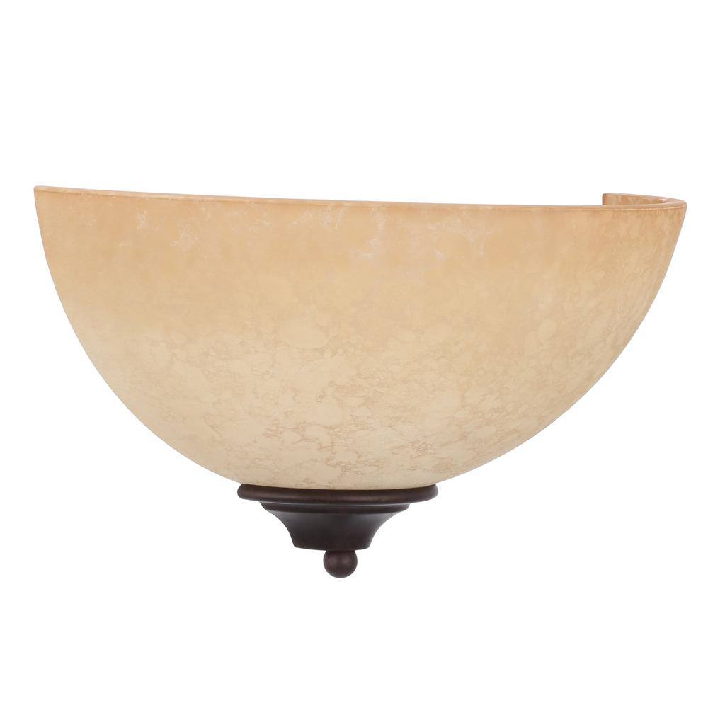 Old Bronze Tuscan Suede Glass Wall Sconce, 7x12 Inches