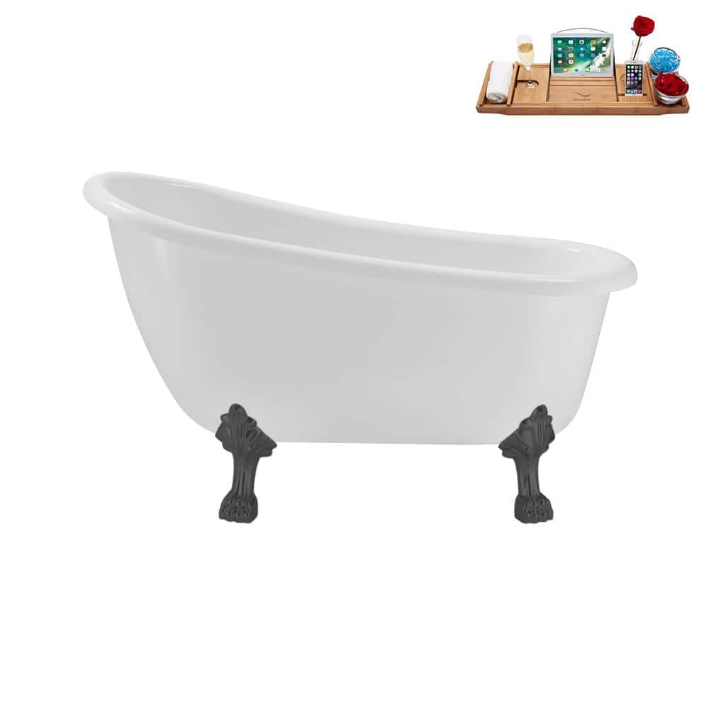 53 in. Acrylic Clawfoot Non-Whirlpool Bathtub in Glossy White with Brushed GunMetal Drain And Brushed GunMetal Clawfeet price history on PriceWatchPro