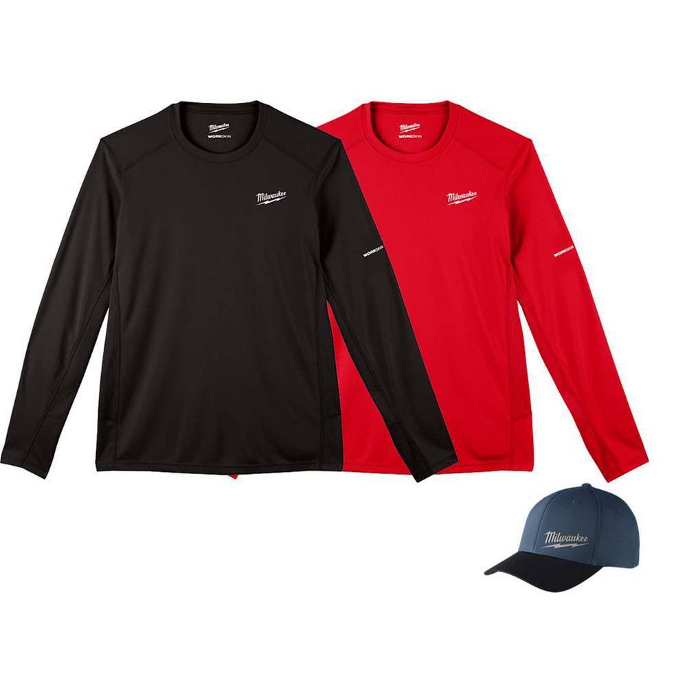 Men's X-Large Black and Red WORKSKIN Light Weight Performance Long Sleeve T-Shirt (2Pk) W/Lg/XL Blue WORKSIN Fitted Hat price history on PriceWatchPro
