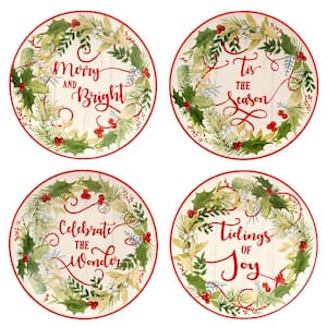 Multi-Colored Winter Greens Dessert Plates (Set of 4)