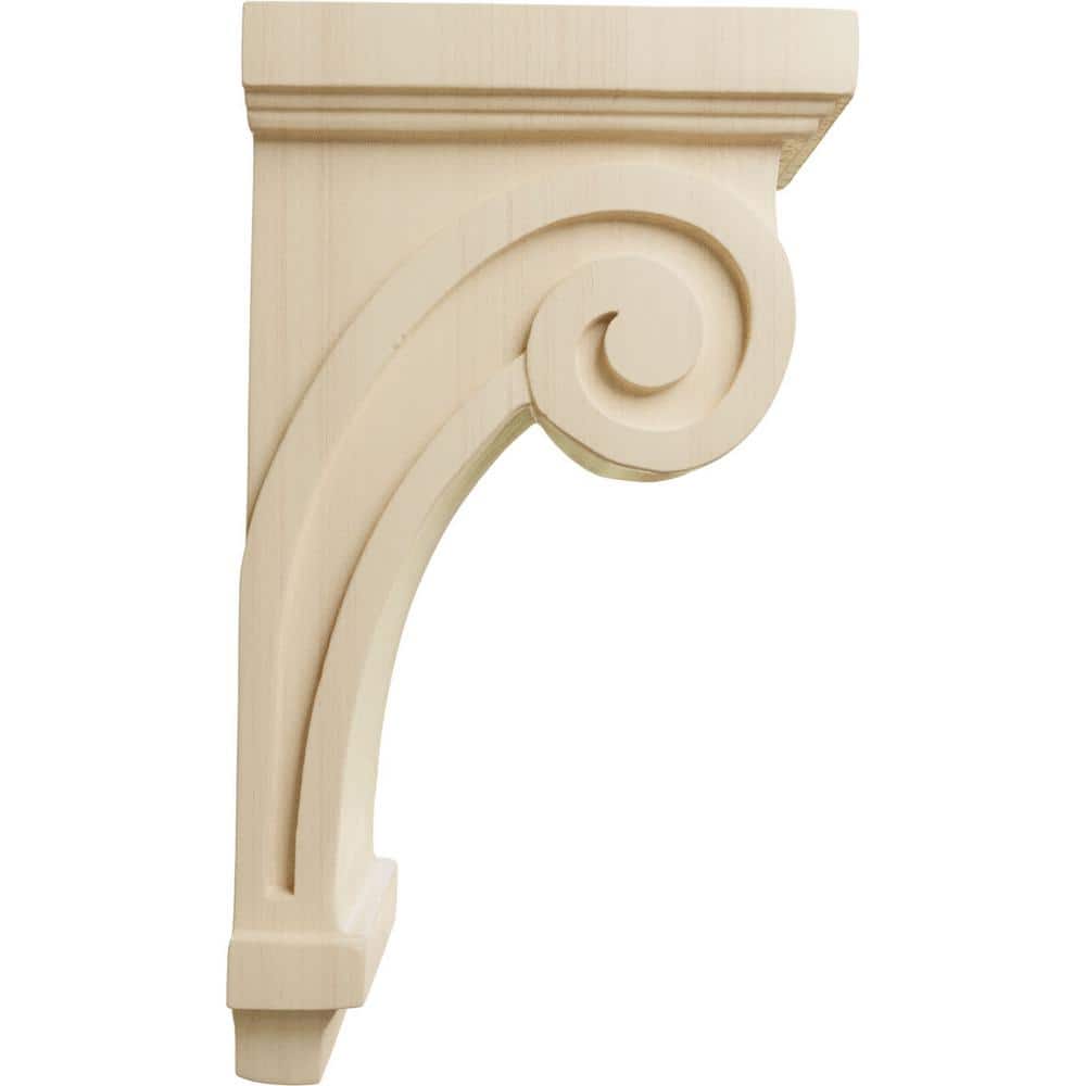 Scroll Rubberwood Corbel 3.25"W x 5"D x 9"H