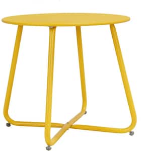 18 in. Metal Outdoor Side Table in Yellow
