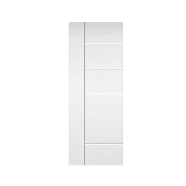 CALHOME Modern Classic 24 in. x 96 in. White Stained Composite MDF Paneled Barn Door Slab