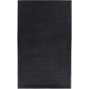 Easy clean, Waterproof Non-Slip 3x5 Indoor/Outdoor Rubber Doormat, 35 in. x 60 in., Black