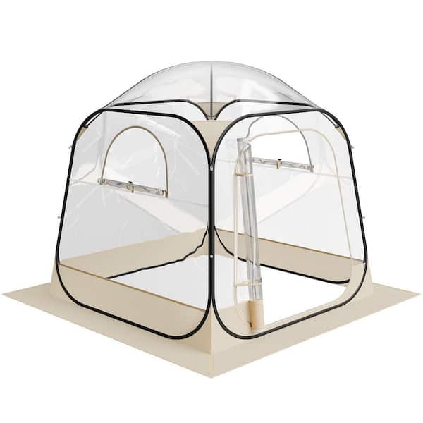 Pop-up Sports Tent, 72x72 in. Clear Bubble Tent for 2-4 People, Waterproof Pod with Floor Mat & Top Cover, Garden Igloo