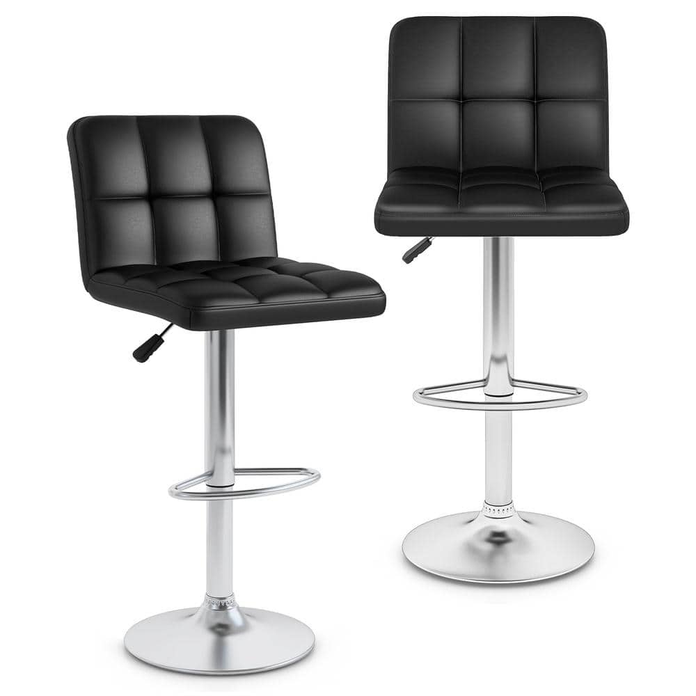 Set of 2 Modern Bar Stools with Back PU Leather Sponge 25 to 33.5 in. 360 Swivel Heavy Duty Electroplated Base price history on PriceWatchPro