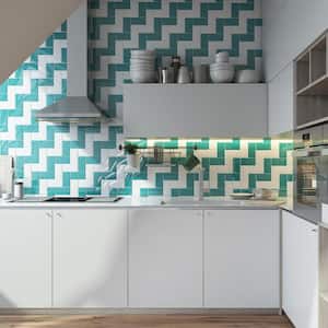Teal 3 in. x 6 in. x 8 mm Glass Subway Wall Tile (5 sq. ft./case)