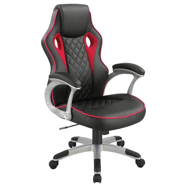 Coaster Lucas Faux Leather Upholstered Office Chair in Black and Red with Arms