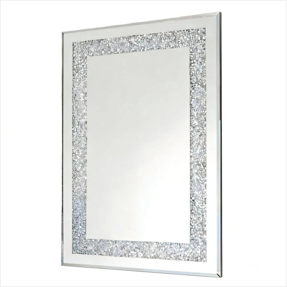 鏡 GrandeurGatherer 36 in. W x 24 in. H Crystal Crush Diamond Rectangle Silver Wall