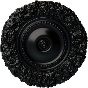 21" x 2" Marseille Urethane Ceiling Medallion (Fits Canopies upto 7-3/8"), Hand-Painted Jet Black