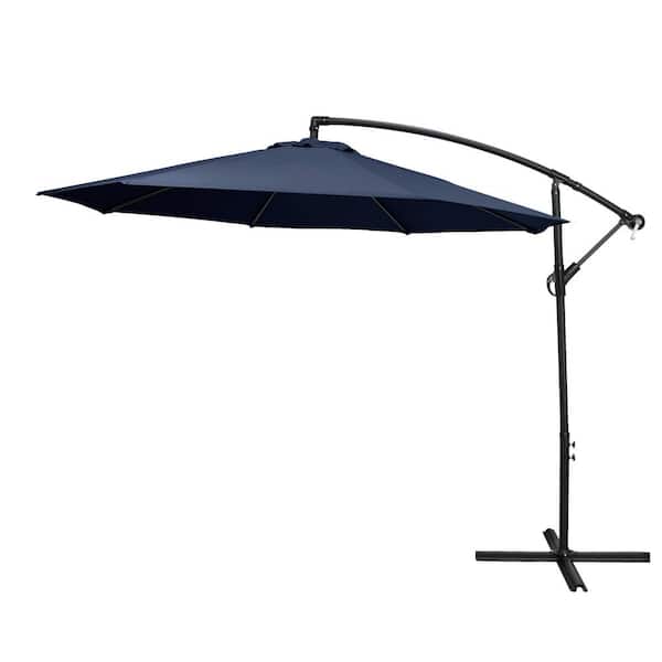 Astella 10 ft. x 8 ft. Aluminum Cantilever Patio Umbrella with Crank Open and Custom Tilt in Navy Blue Polyester