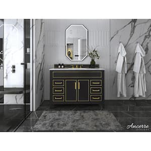 Aspen 48 in. W x 22 in. D Black Onyx Bath Vanity with Vanity Top in Carrara White Marble with White Basin