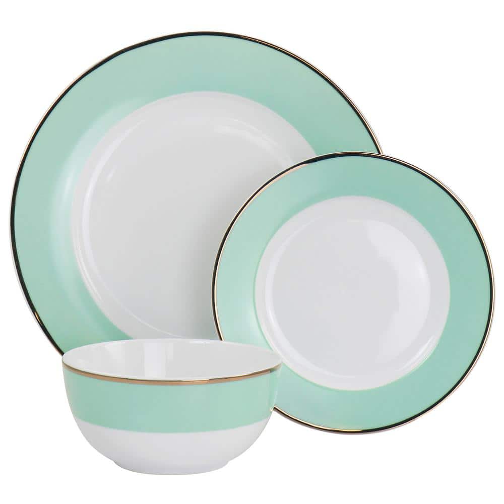 Martha Blue and White Ceramic 12-Piece Dinnerware Set