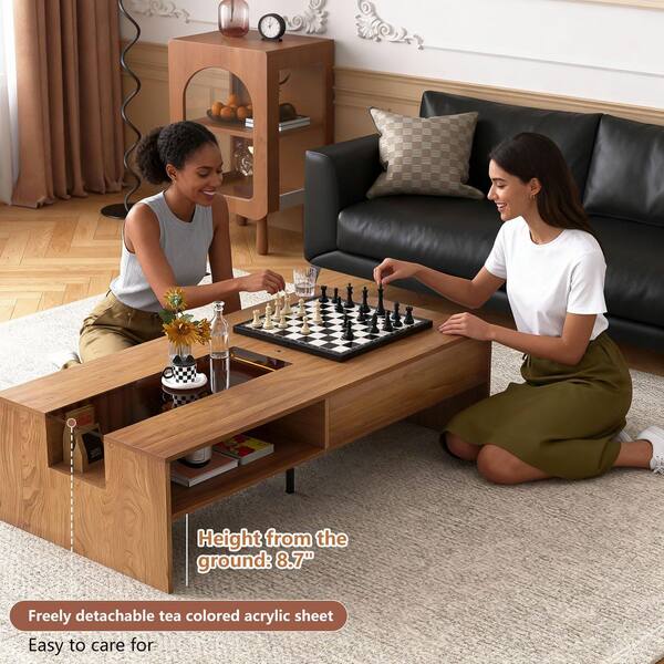 THE RIGHT PATH Piils 51.1 in Walnut Color Rectangle MDF Coffee