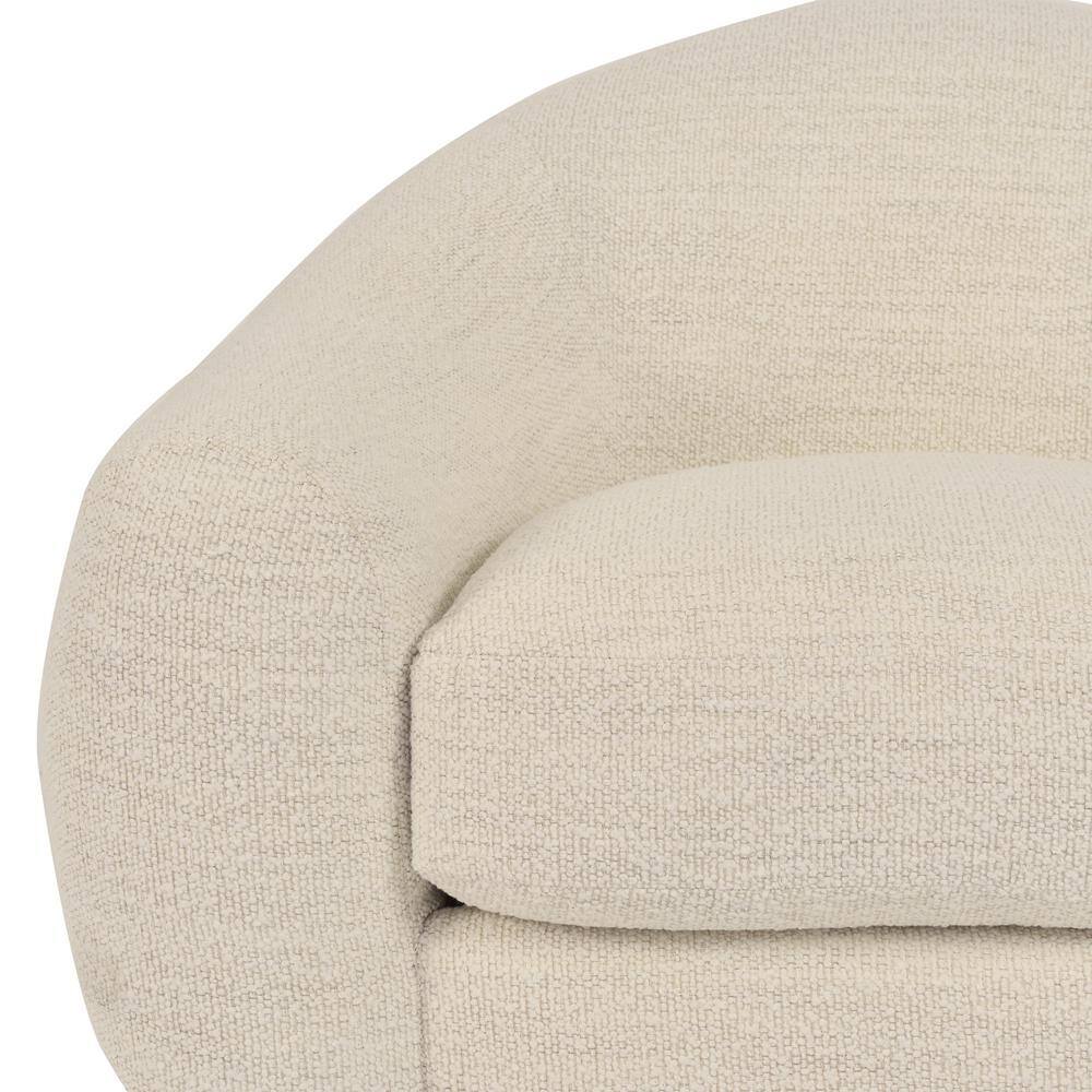 Pearl White Swivel Barrel Accent Chair with Wood Base