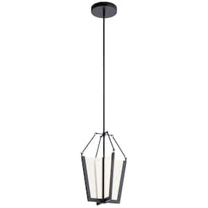 Calters 19.75 in. Integrated LED Black Contemporary Lantern Kitchen Pendant Hanging Light