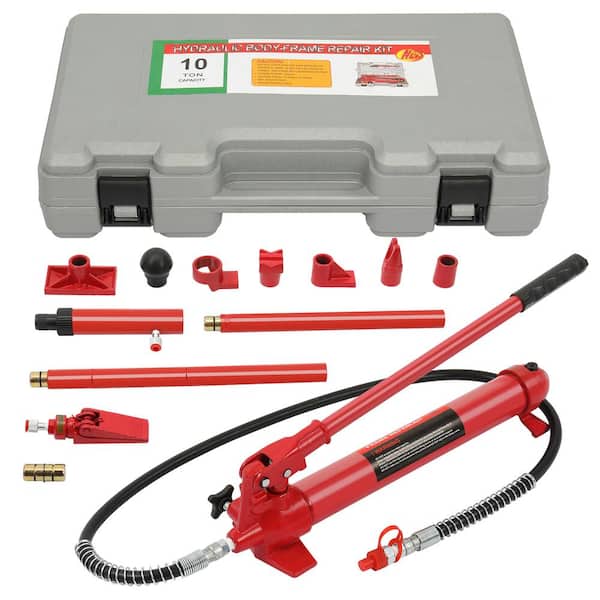 Karl home 10 Ton Portable Power Kit Hydraulic Jack Ram Autobody Frame Repair Tools Red
